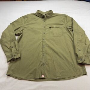 Duluth Trading Co Mens 2XL TALL Canyoneer Olive Green Organic Cotton Flex FLAW